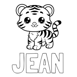 Online Created Coloring Page - JEAN Coloring Page and Cute Tiger Cub Coloring Page