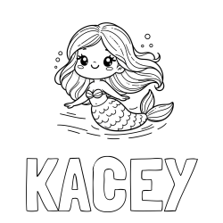 Online Created Coloring Page - KACEY Coloring Page and Coloring Page of a Cute Mermaid
