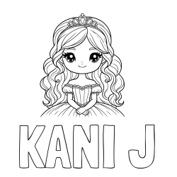 Online Created Coloring Page - KANI J Coloring Page and Coloring Page of a Cute Princess with Big Eyes