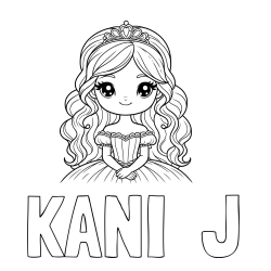 Online Created Coloring Page - KANI  J Coloring Page and Coloring Page of a Cute Princess with Big Eyes