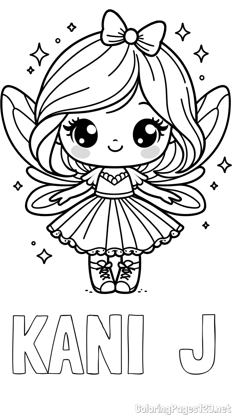 KANI  J Coloring Page and Coloring Page of a Magical Fairy with a Cute Face