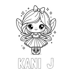 Online Created Coloring Page - KANI  J Coloring Page and Coloring Page of a Magical Fairy with a Cute Face