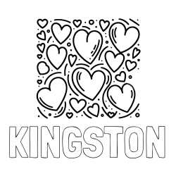 Online Created Coloring Page - KINGSTON Coloring Page and Free Printable Coloring Page of Hearts