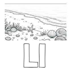 Online Created Coloring Page - LI Coloring Page and Beautiful Seashore Coloring Page