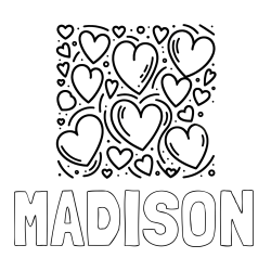 Online Created Coloring Page - MADISON Coloring Page and Free Printable Coloring Page of Hearts