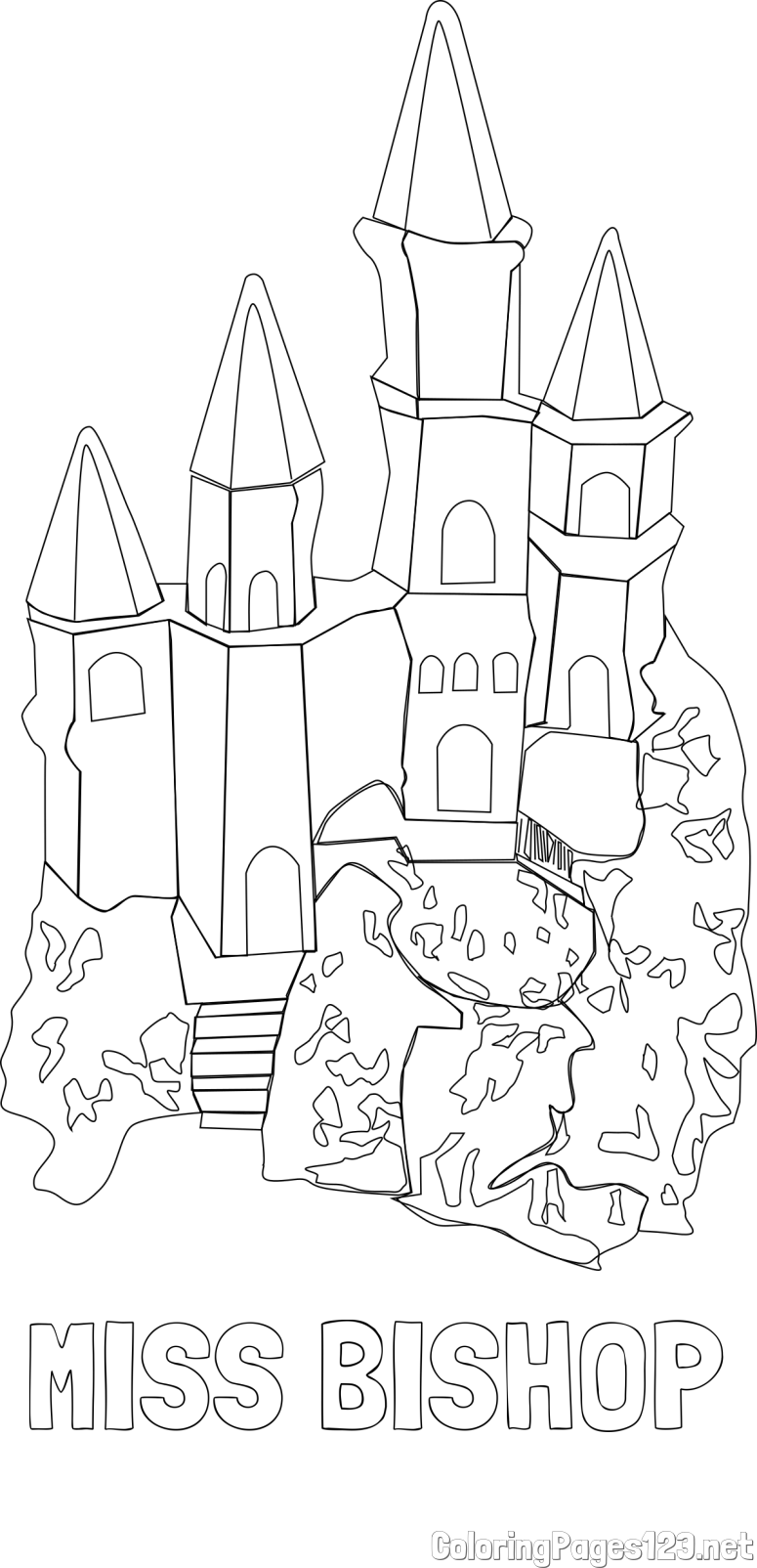 MISS BISHOP Coloring Page and Abstract Castle Coloring Page - Simple Yet Detailed