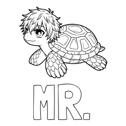 Online Created Coloring Page - MR. Coloring Page and Coloring Page of Anime Turtle