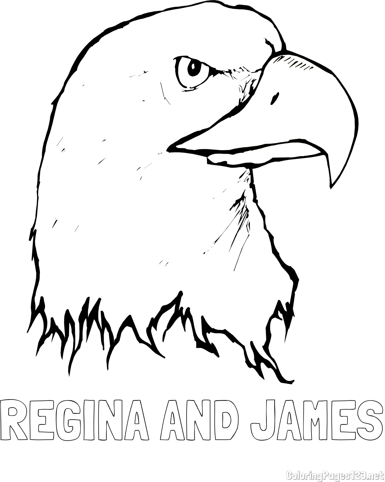 REGINA AND JAMES Coloring Page and American Bald Eagle Head Coloring Page