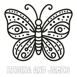 Online Created Coloring Page - REGINA AND JAMES Coloring Page and Butterfly Coloring Page (Simple)