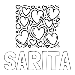 Online Created Coloring Page - SARITA Coloring Page and Free Printable Coloring Page of Hearts