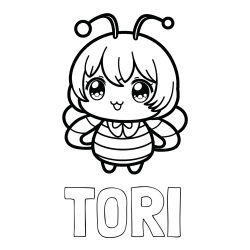 Online Created Coloring Page - TORI Coloring Page and Anime-Style Bee Coloring Page