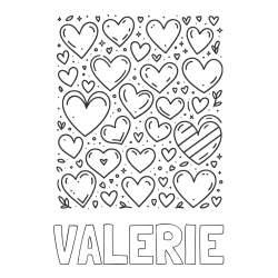 Online Created Coloring Page - VALERIE Coloring Page and Children's Coloring Page of Many Hearts