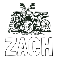 Online Created Coloring Page - ZACH Coloring Page and Four-Wheeler Coloring Page