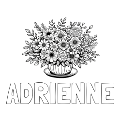 Online Created Coloring Page - ADRIENNE Coloring Page and Beautiful Bouquet of Flowers Coloring Page