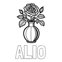 Online Created Coloring Page - ALIO Coloring Page and Roses in a Vase Coloring Page