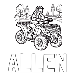Online Created Coloring Page - ALLEN Coloring Page and Motorist on ATV Coloring Page