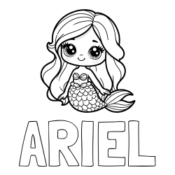 Online Created Coloring Page - ARIEL Coloring Page and Coloring Page of a Very Cute Little Mermaid