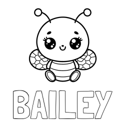 Online Created Coloring Page - BAILEY Coloring Page and Children's Coloring Page of a Cute Bee