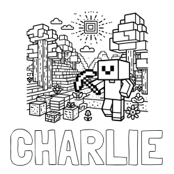 Online Created Coloring Page - CHARLIE Coloring Page and Minecraft World Coloring Page