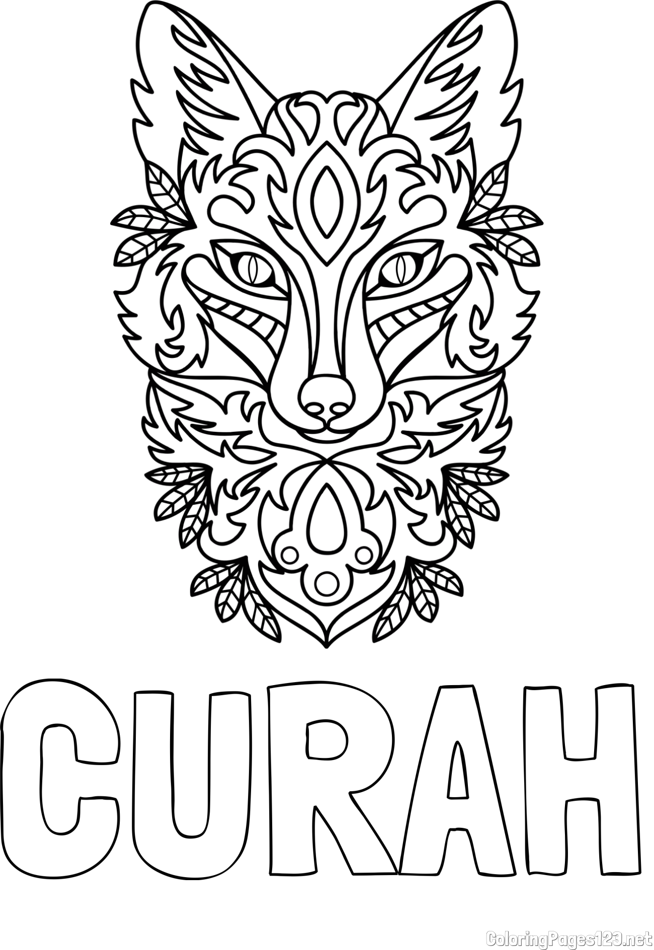 CURAH Coloring Page and Wolf Mandala Coloring Page