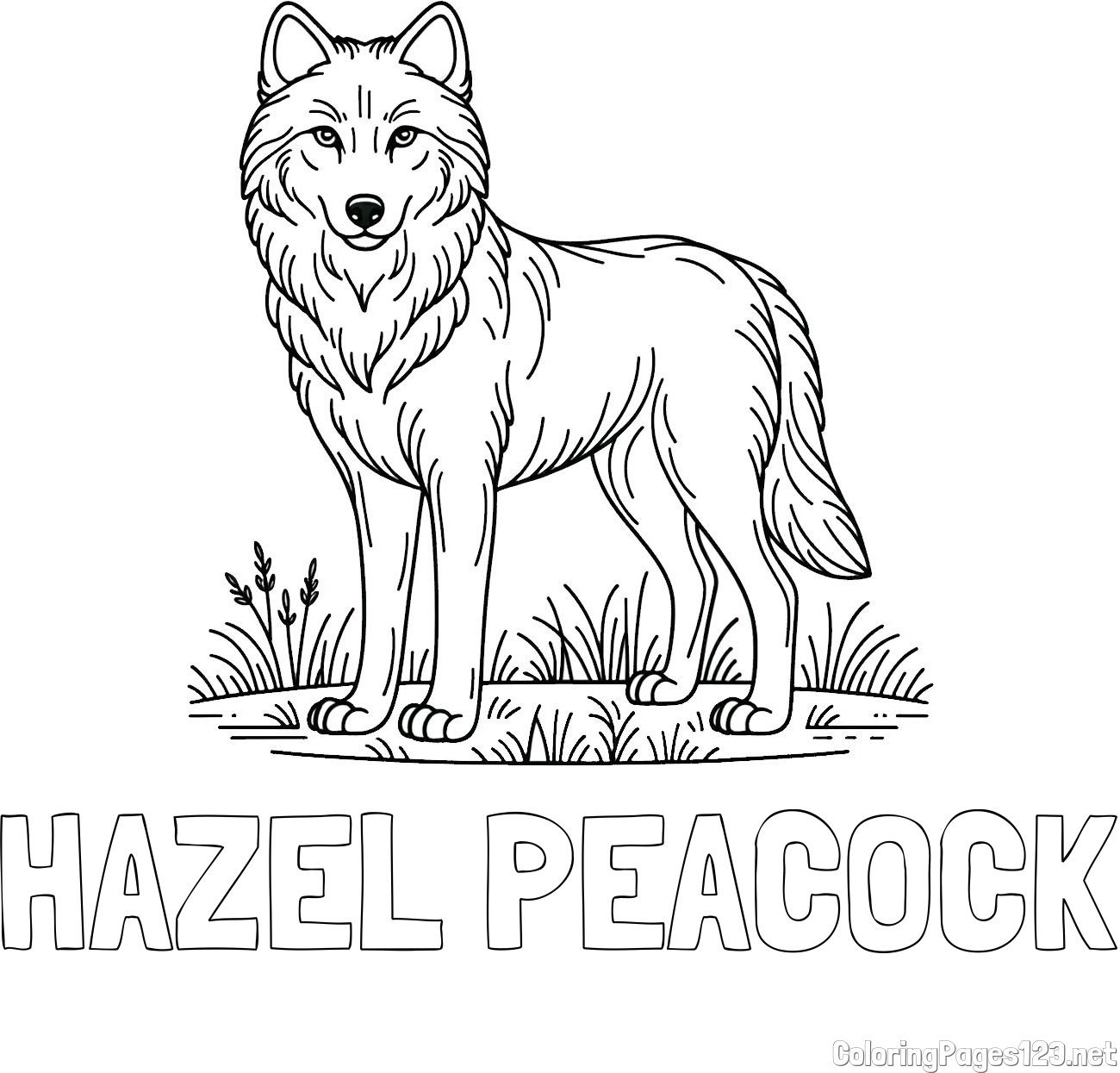 HAZEL PEACOCK Coloring Page and Wolf Coloring Page
