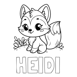 HEIDI Coloring Page and Cute Fox Coloring Page
