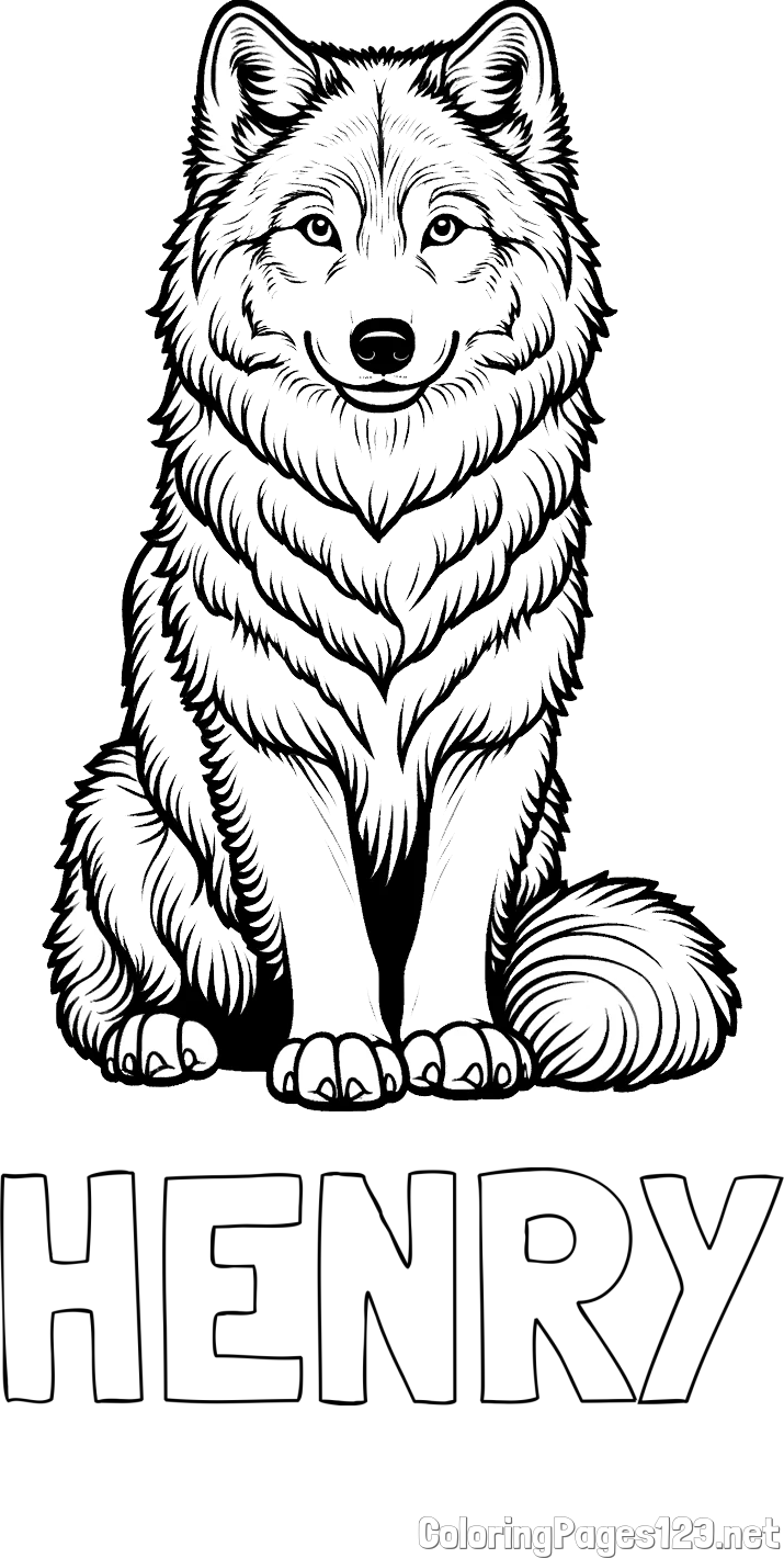 HENRY Coloring Page and Beautiful Wolf Coloring Page