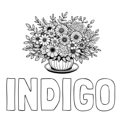 Online Created Coloring Page - INDIGO Coloring Page and Beautiful Bouquet of Flowers Coloring Page