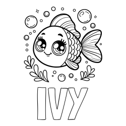 Online Created Coloring Page - IVY Coloring Page and Free Coloring Page of an Adorable Fish
