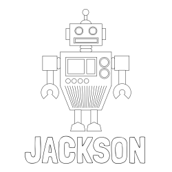 Online Created Coloring Page - JACKSON Coloring Page and Standing Robot Coloring Page