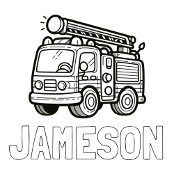 Online Created Coloring Page - JAMESON Coloring Page and Children's Coloring Page of a Simple Fire Truck