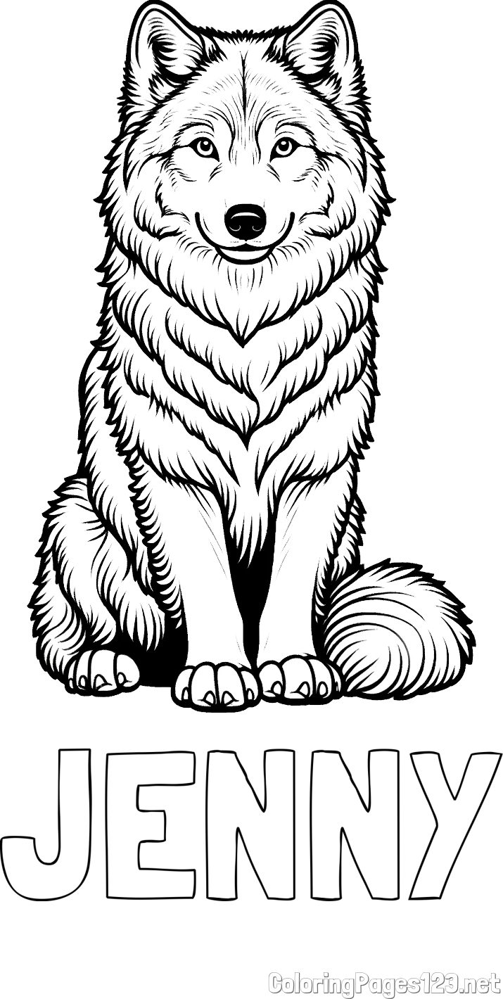JENNY Coloring Page and Beautiful Wolf Coloring Page
