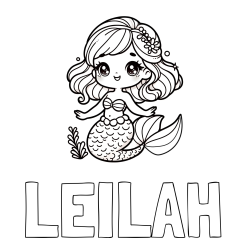 Online Created Coloring Page - LEILAH Coloring Page and Coloring Page of a Charming Mermaid