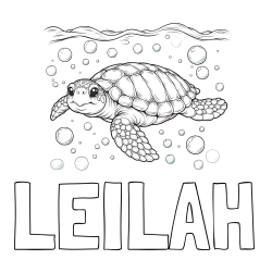 Online Created Coloring Page - LEILAH Coloring Page and Coloring Page of a Sea Turtle Swimming in the Ocean