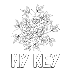 Online Created Coloring Page - MY KEY Coloring Page and Rose Mandala Coloring Page