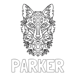 Online Created Coloring Page - PARKER Coloring Page and Wolf Mandala Coloring Page