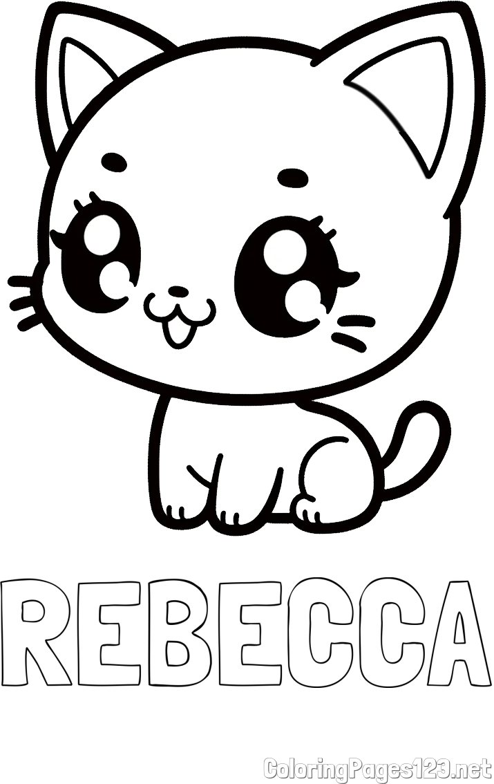 REBECCA Coloring Page and Coloring Page of an Anime Cat