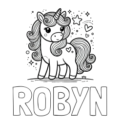 Online Created Coloring Page - ROBYN Coloring Page and Cute Unicorn Coloring Page