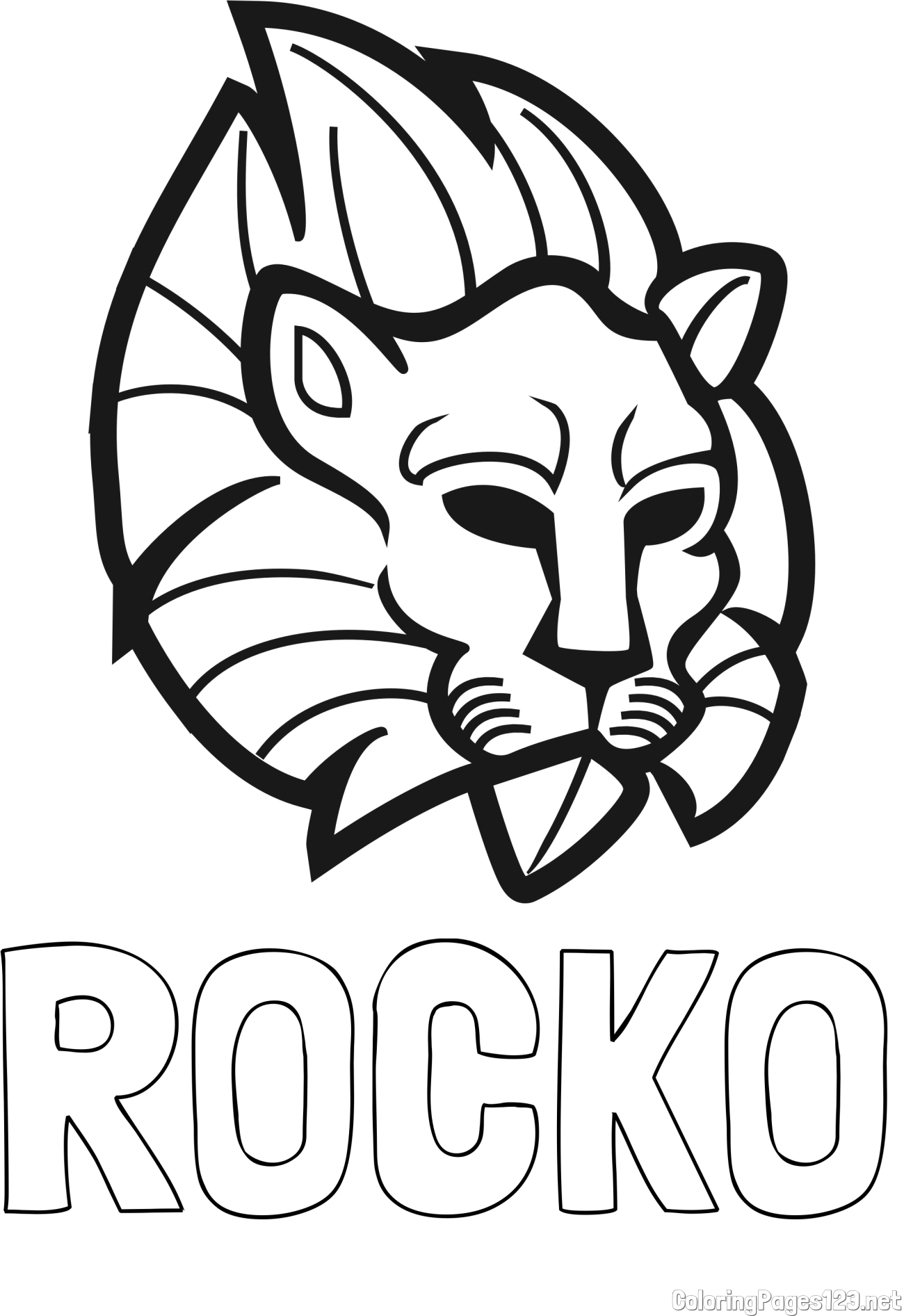 ROCKO Coloring Page and Abstract Lion Face Coloring Page