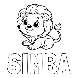Online Created Coloring Page - SIMBA Coloring Page and Playful Baby Lion Coloring Page