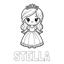 Online Created Coloring Page - STELLA Coloring Page and Coloring Page of a Cute Princess