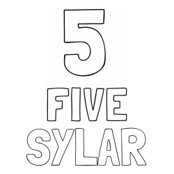 Online Created Coloring Page - SYLAR Coloring Page and Coloring of the Number Five (5) with the Written Name