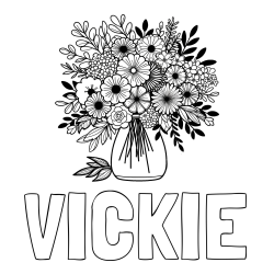 Online Created Coloring Page - VICKIE Coloring Page and Flower Bouquet Coloring Page