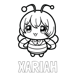 Online Created Coloring Page - XARIAH Coloring Page and Anime-Style Bee Coloring Page