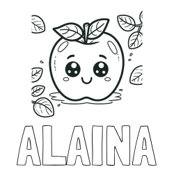 Online Created Coloring Page - ALAINA Coloring Page and Smiling Apple Coloring Page