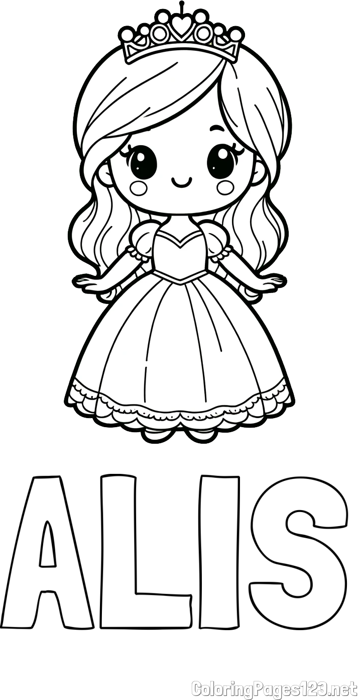 ALIS Coloring Page and Coloring Page of a Cute Princess