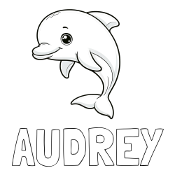 AUDREY Coloring Page and Children's Coloring Book of a Cute Dolphin