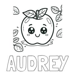 Online Created Coloring Page - AUDREY Coloring Page and Smiling Apple Coloring Page