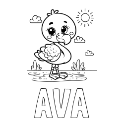 Online Created Coloring Page - AVA Coloring Page and Easy Coloring Page of a Cute Flamingo