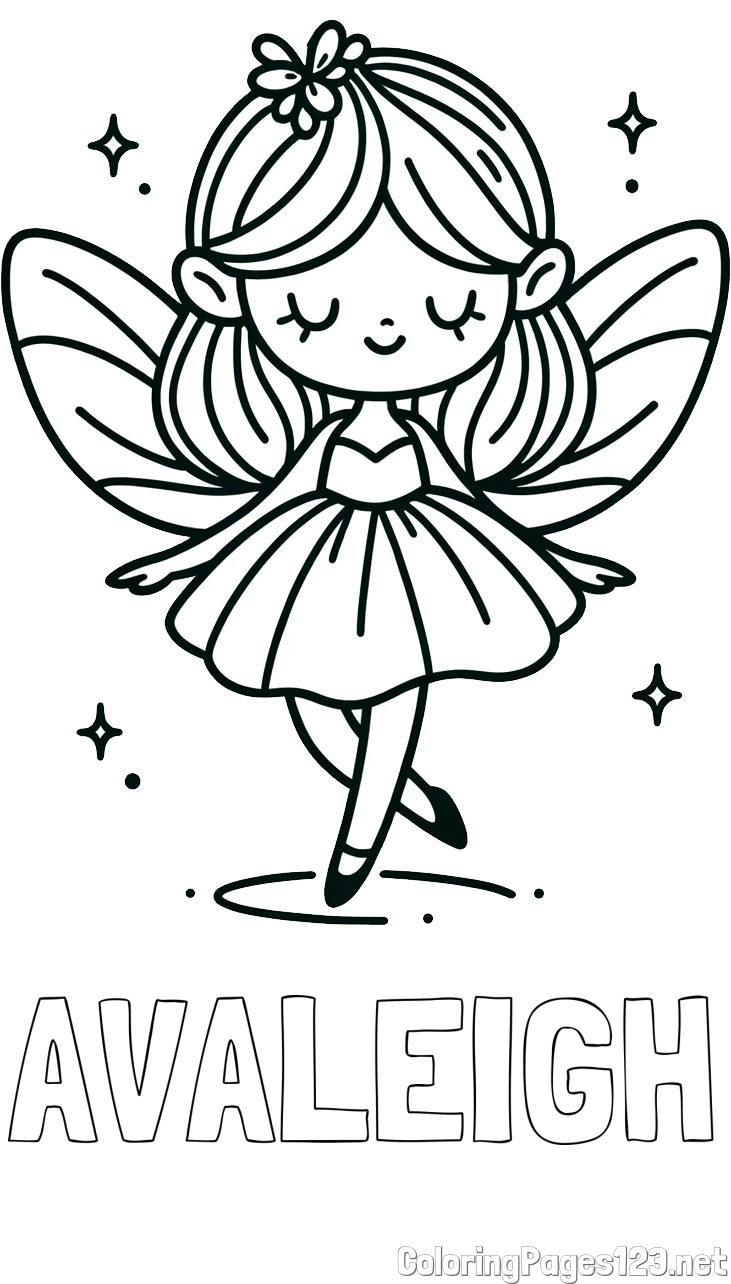 AVALEIGH Coloring Page and Simple Coloring Page of a Magical Fairy